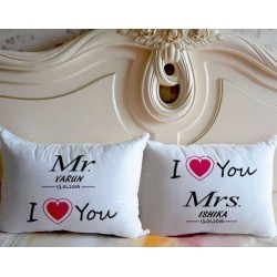 Mr I Love You and I Love You Mrs Personalized Couple Pillows